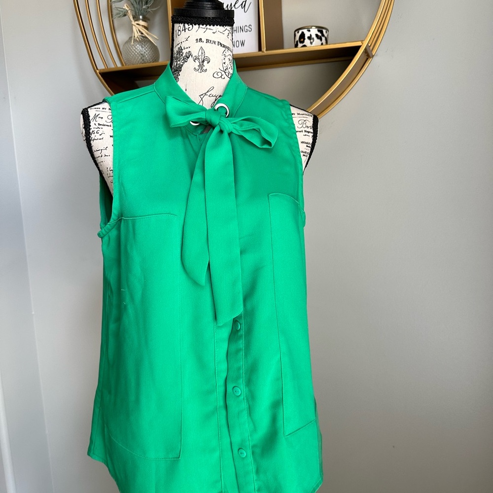 Sleeveless Green Blouse